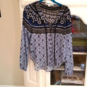 Veronica Beard Blue and Black Patterned Blouse